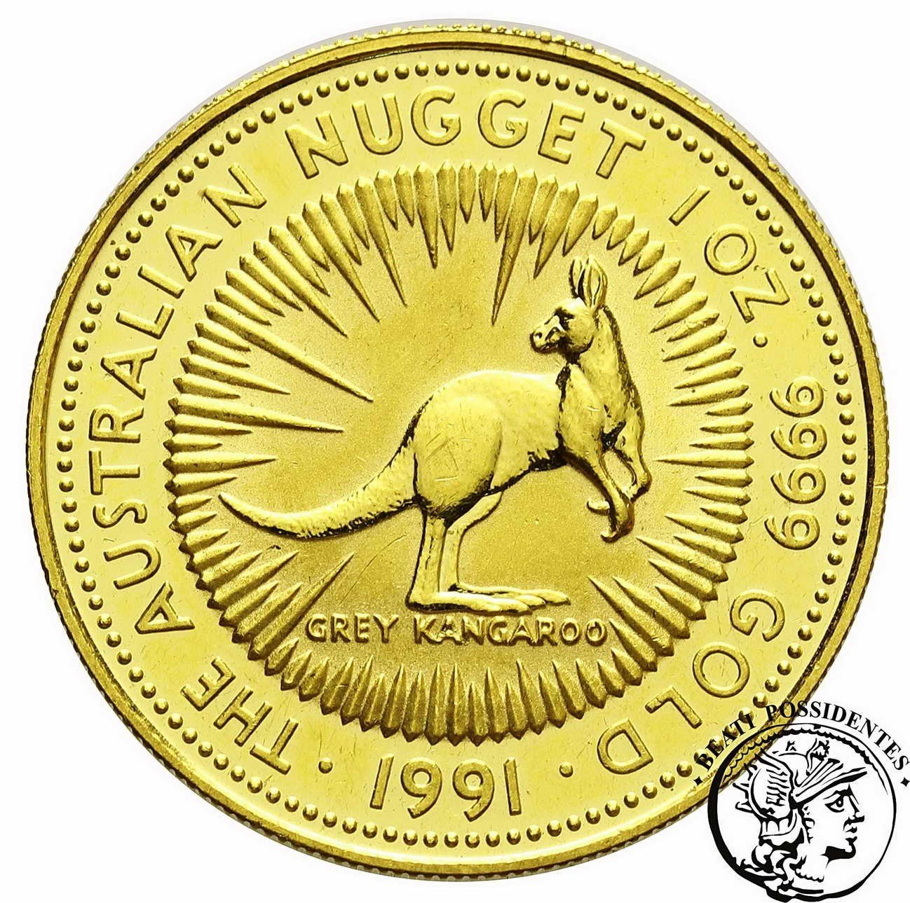 Australia 100$ dolarów 1991 Kangur 1 Oz Au 999,9 st. L-