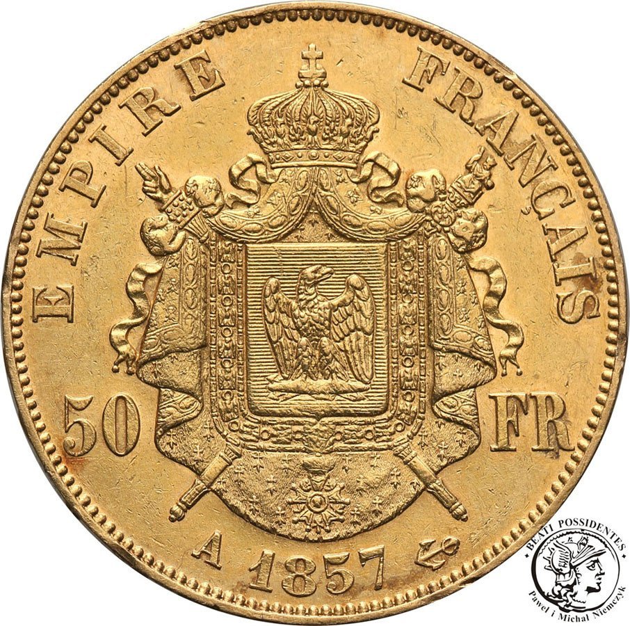 Francja 50 franków 1857 A Paris st. 2-/3+