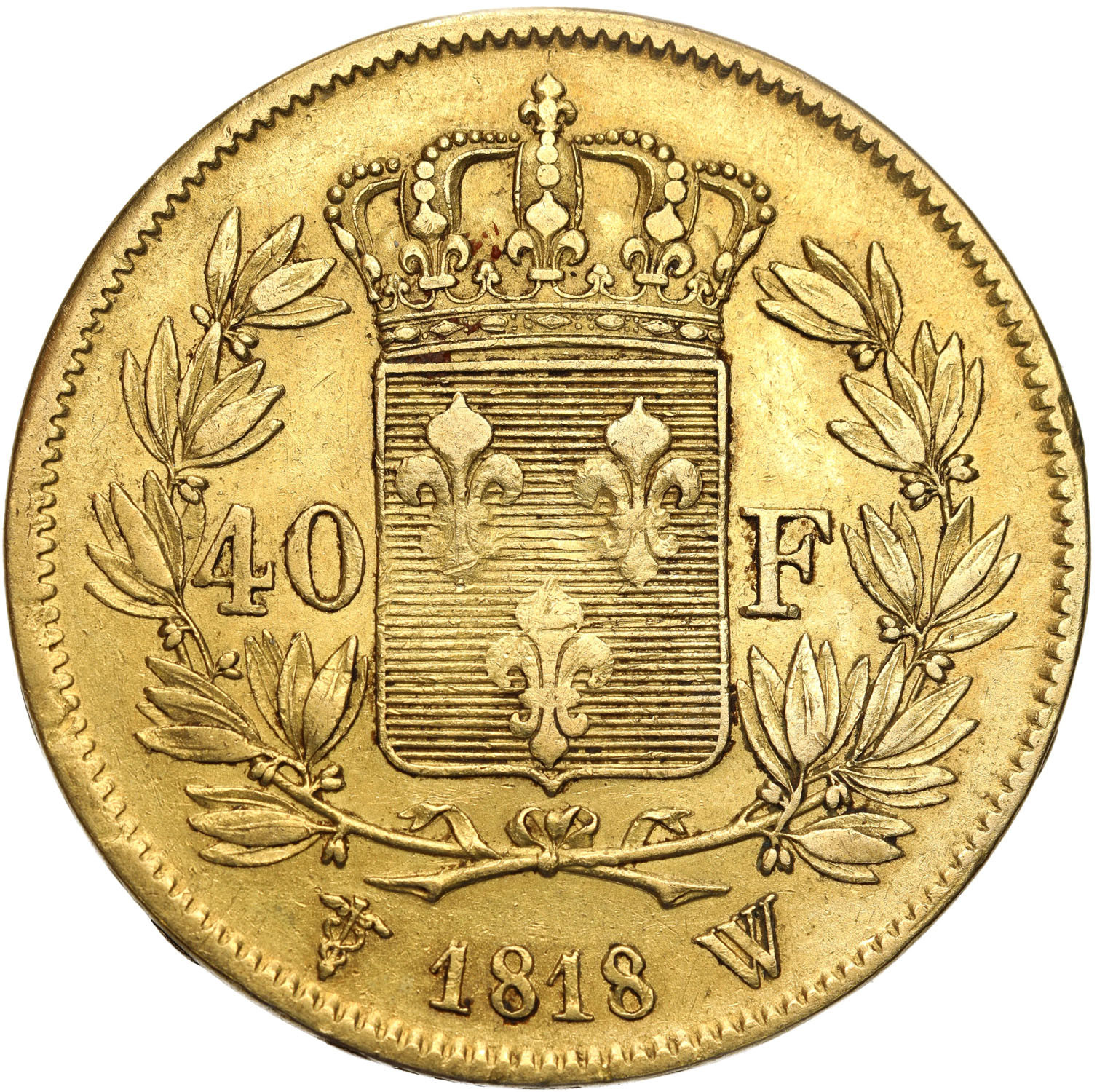 Francja, Ludwik XVIII (1814-1824). 40 franków 1818 W, Lille