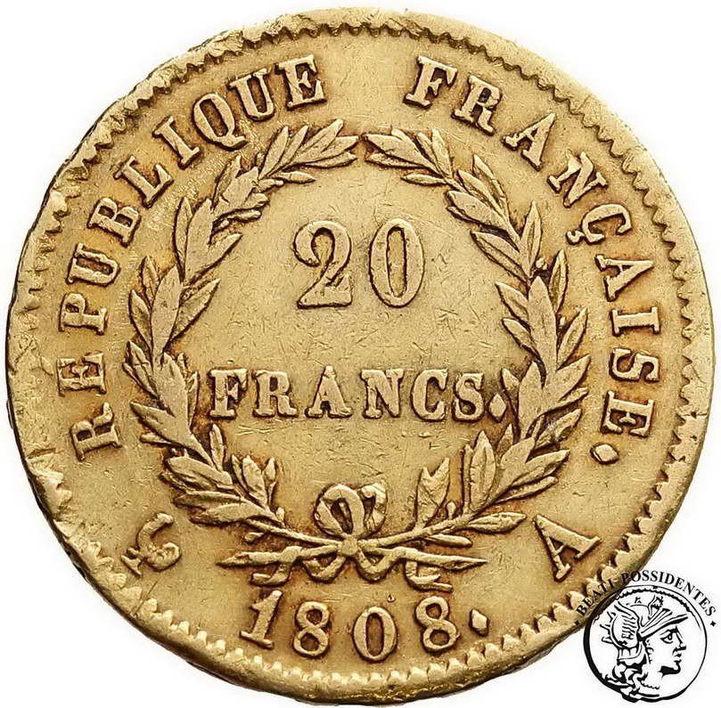 Francja Napoleon Bonaparte 20 Franków 1808 A st.3