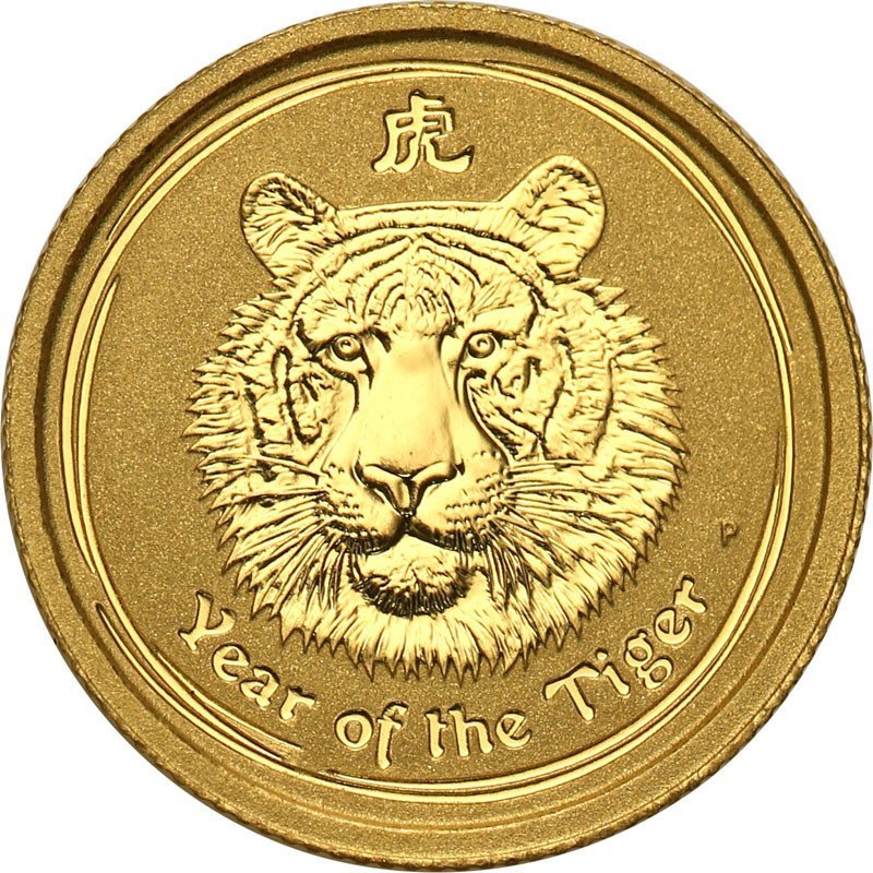 Australia 5 dolarów 2010 rok tygrysa st.L