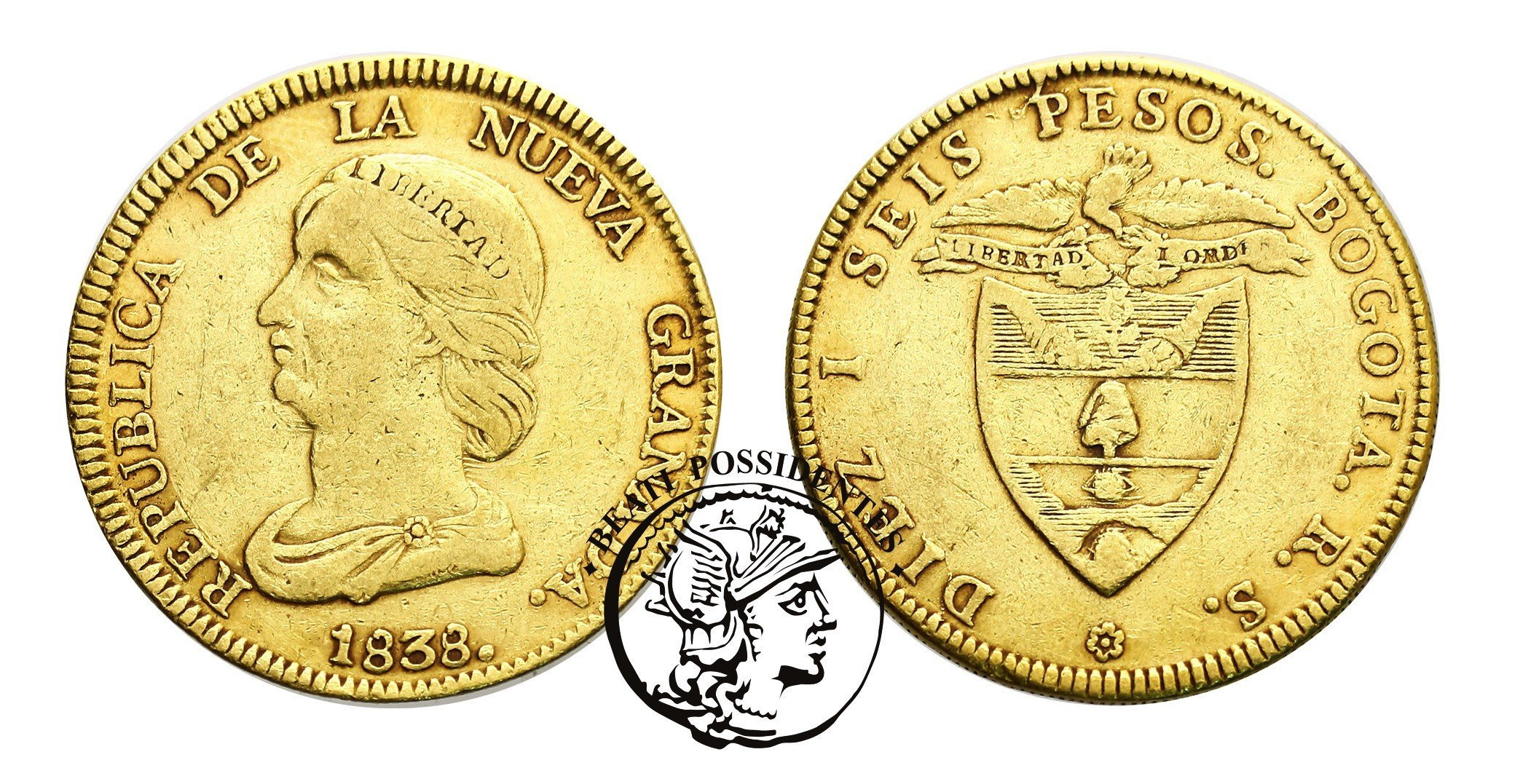 Kolumbia Nowa Grenada 16 Peseos 1838 Bogota St.3/3-