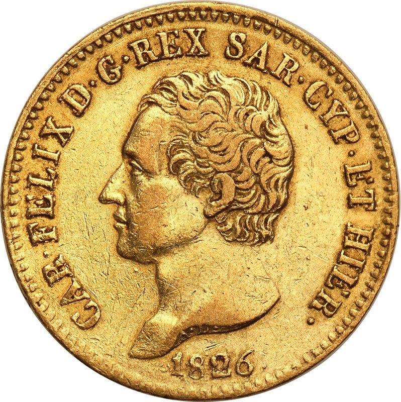 Włochy Sardynia 20 Lirów 1826 (orzeł) st.3+