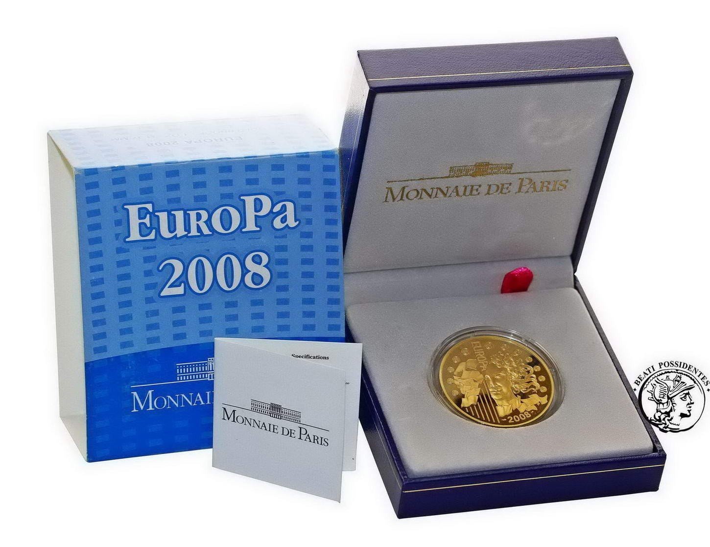 Francja 50 Euro Europa 2008 1 Oz Au.999 st. L