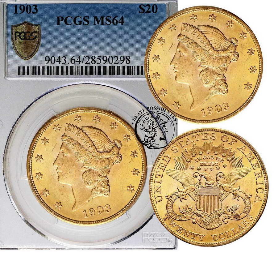 USA 20 dolarów 1903 Philadelphia PCGS MS64