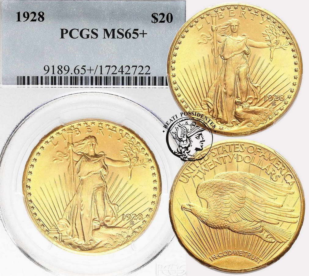 USA 20 dolarów 1928 Philadelphia PCGS MS65+