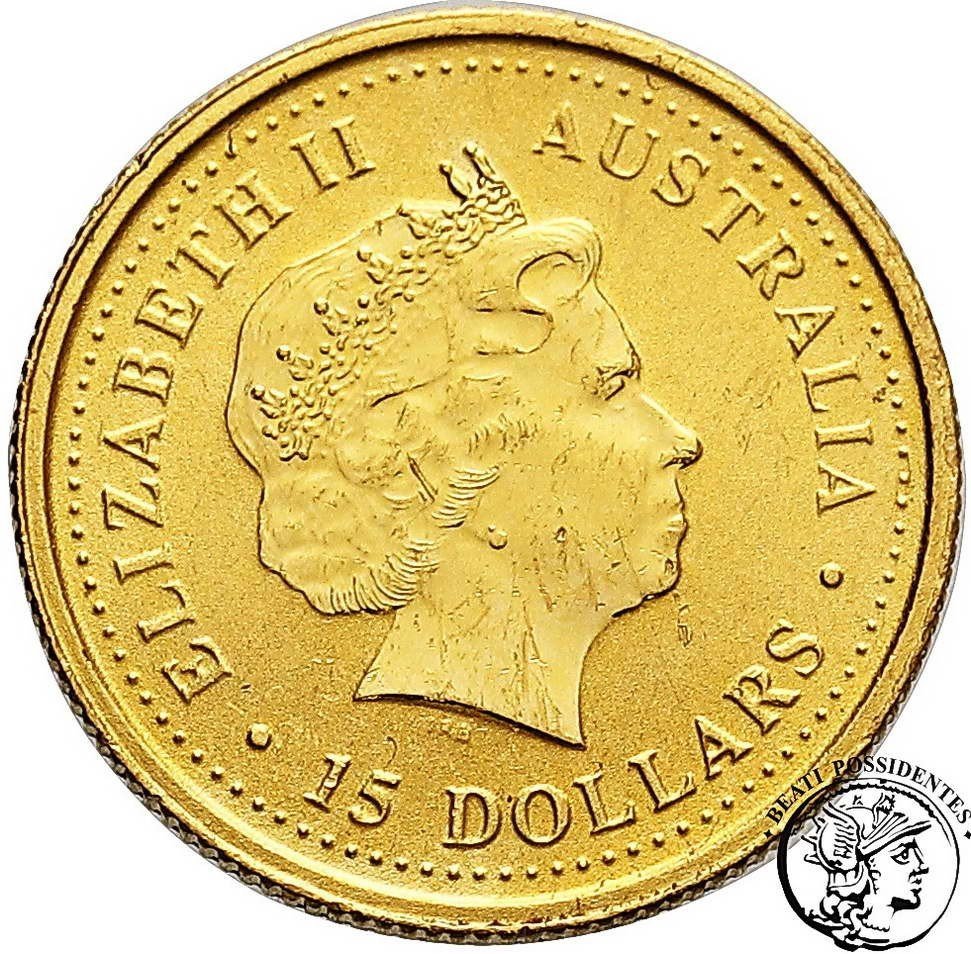 Australia Elżbieta II 15 dolarów 2000 1/10 Oz Rok smoka st. L