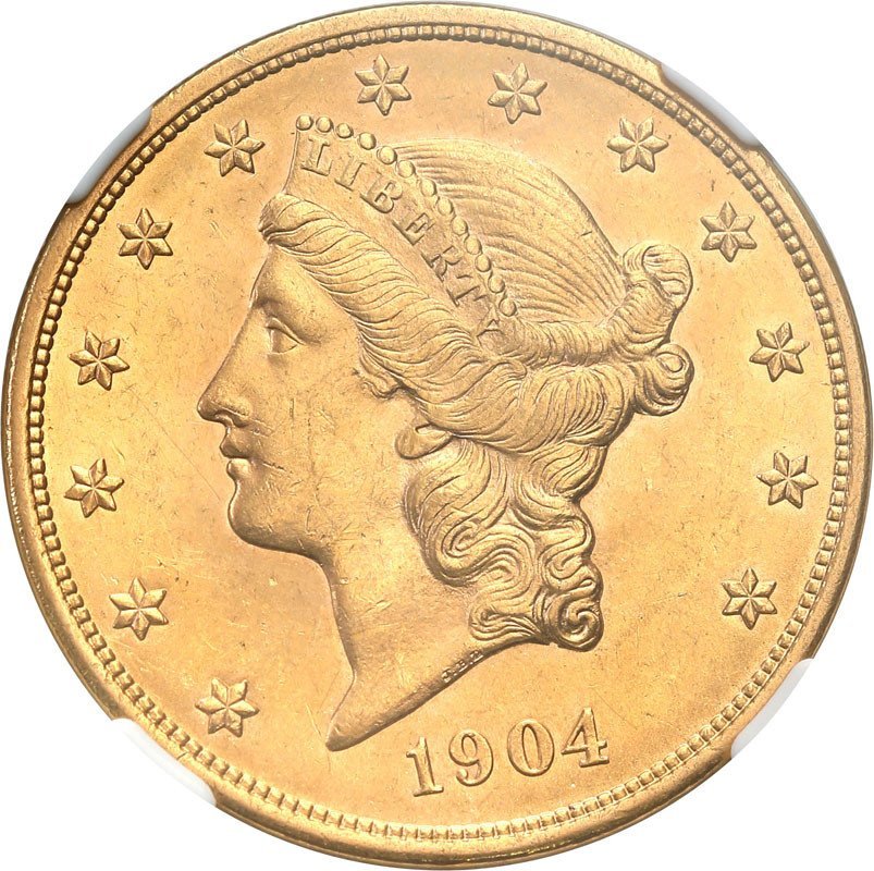USA 20 dolarów 1904 Filadelfia NGC MS62