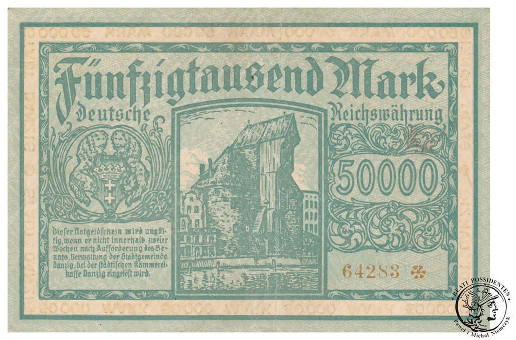 Banknot Gdańsk 50000 marek 1923 st.3 