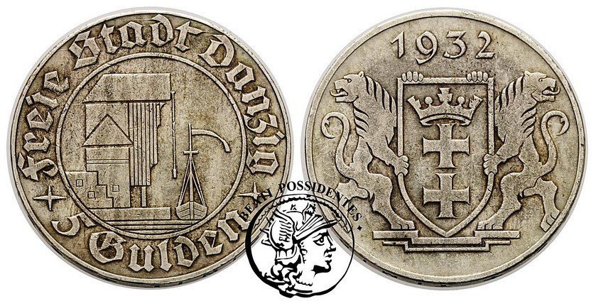 Wolne Miasto Gdańsk 5 Guldenów 1932 Krantor