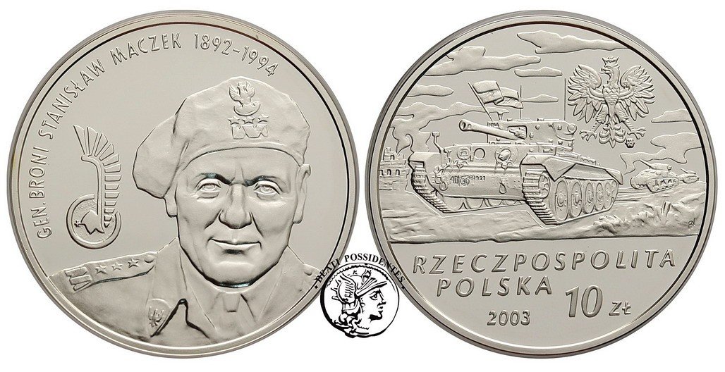Polska 10 złotych Generał Broni Stanisław Maczek 2003