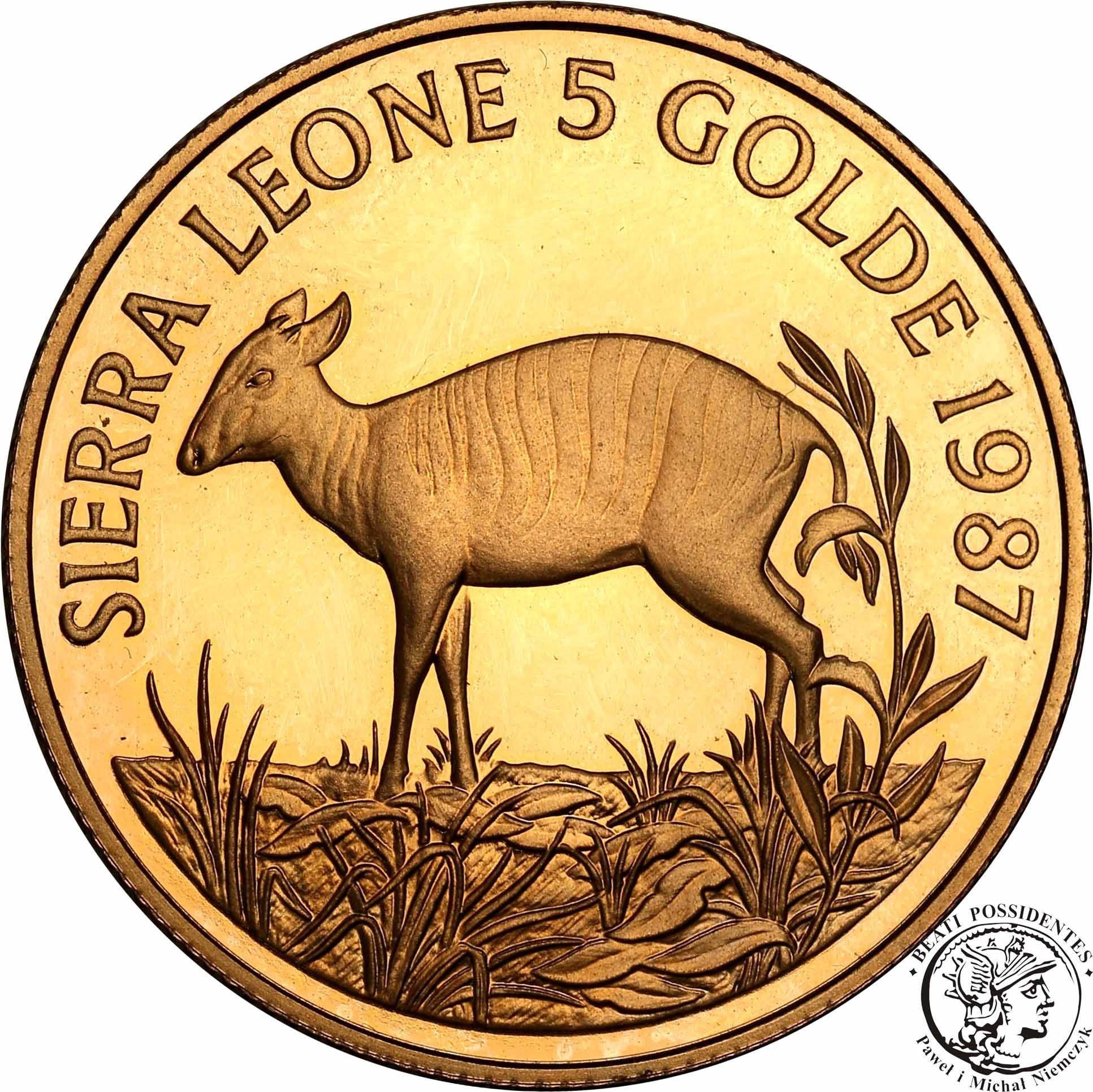 Sierra Leone 5 Golde 1987 zebra st.L RZADKIE