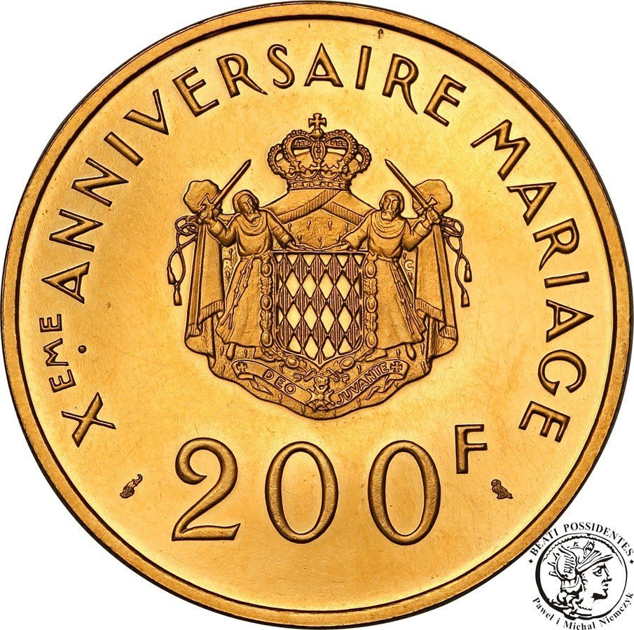 Monako 200 franków 1966 Ks. Rainier + Grace Kelly st.1-
