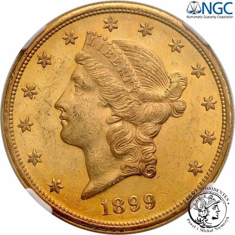 USA. 20 dolarów 1899 San Francisco NGC MS62