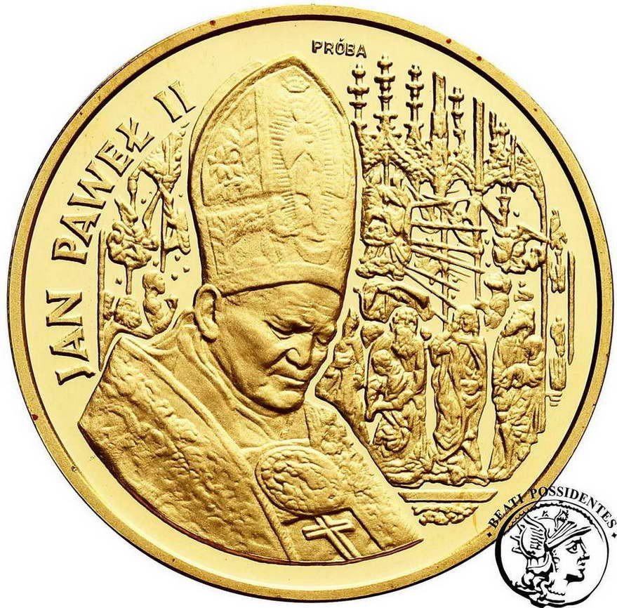 Polska 200000 złotych 1991 Jan Paweł II Ołtarz PRÓBA Au st. L- stempel lustrzany