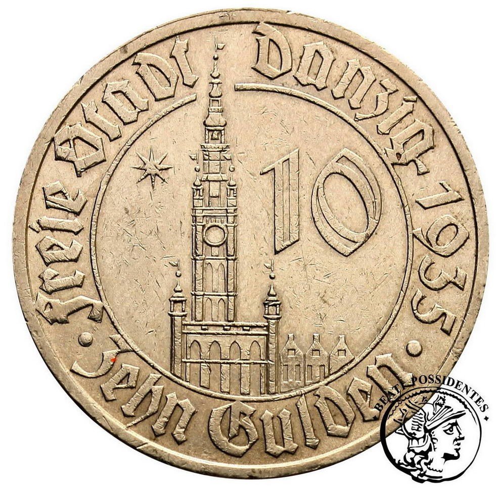 Wolne Miasto Gdańsk 10 Guldenów Ratusz Gdański 1935 st.2-