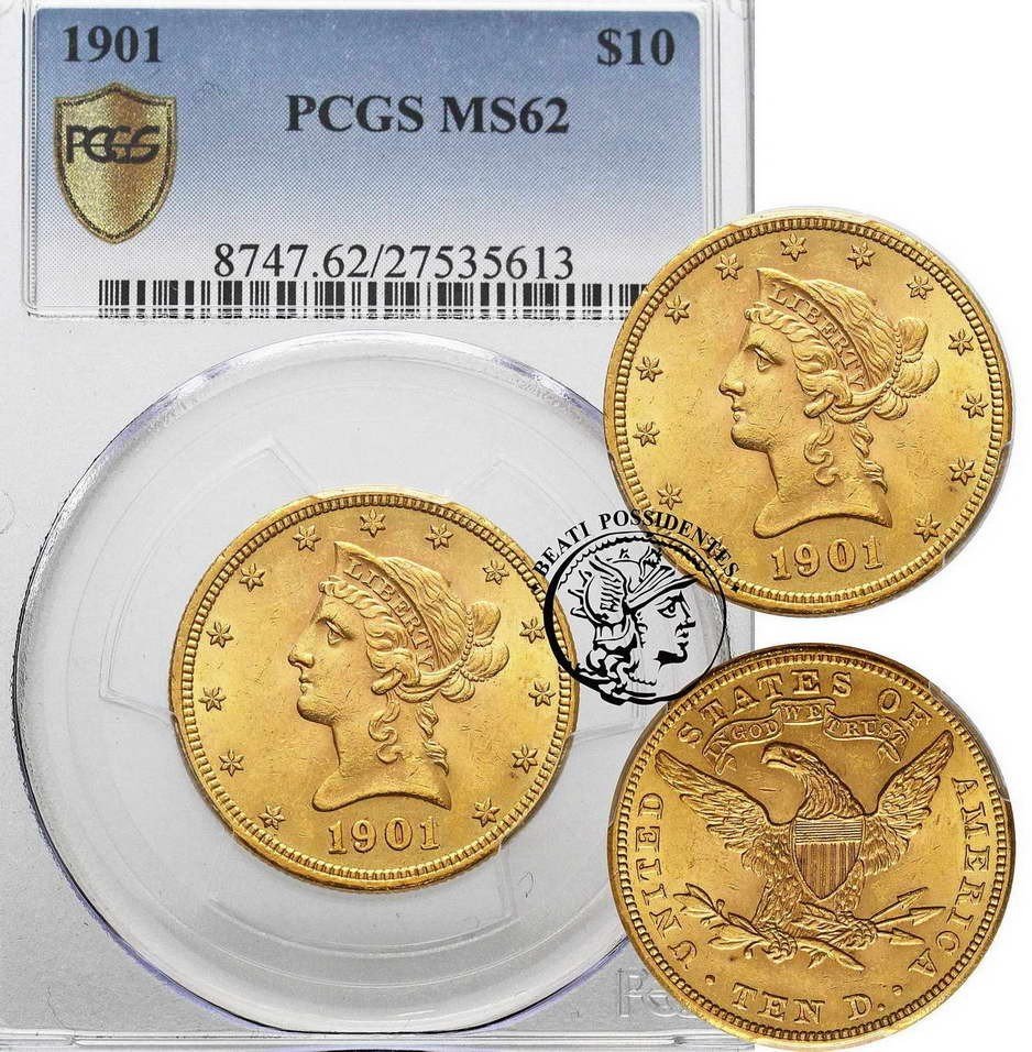 USA 10 dolarów 1901 (Philadelphia) PCGS MS62