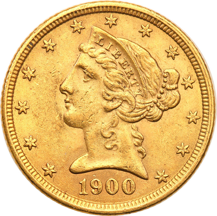 USA 5 dolarów 1900 Philadelphia st.1-/2+