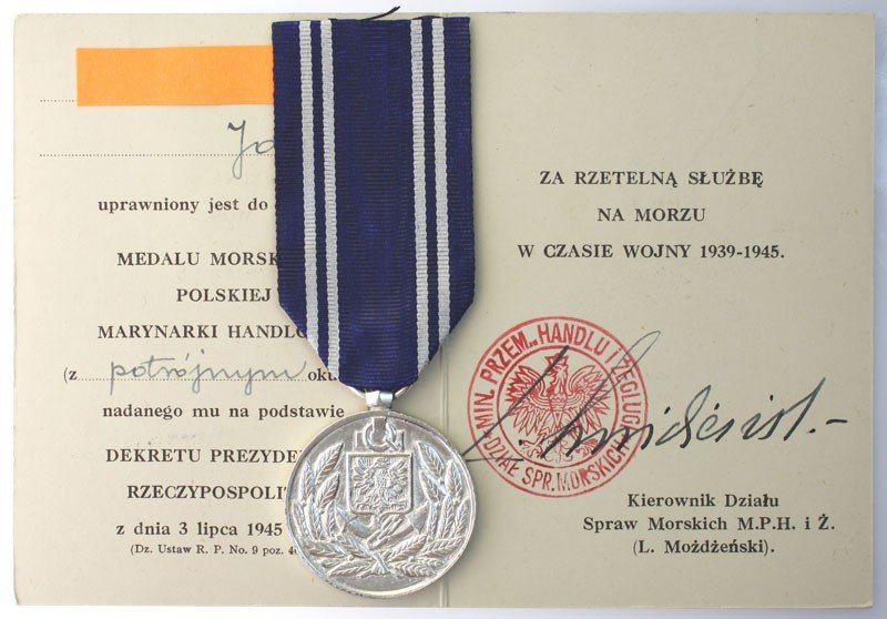 Medal Morski z legitymacją