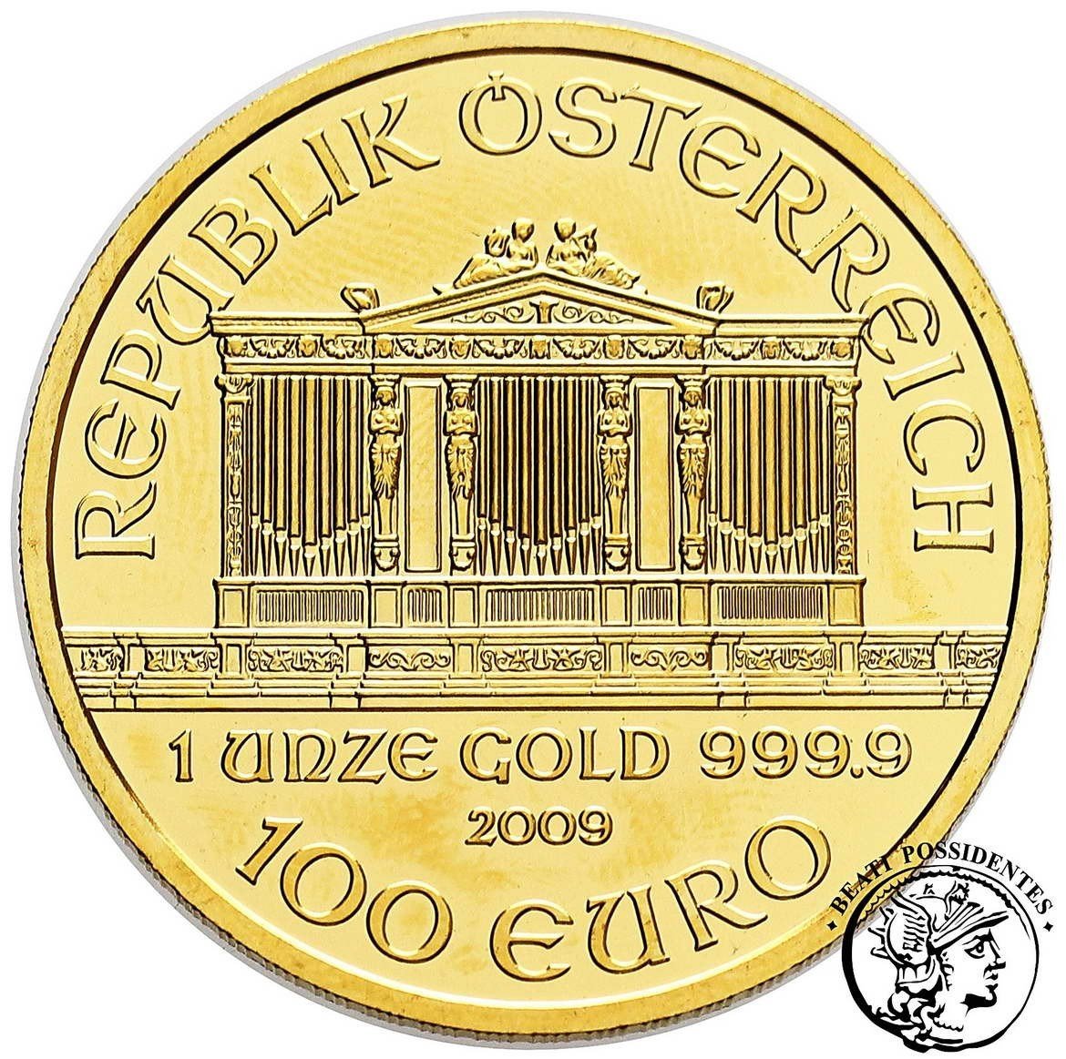 Austria Filharmonia 100 Euro 2009 Uncja czystego złota st.1