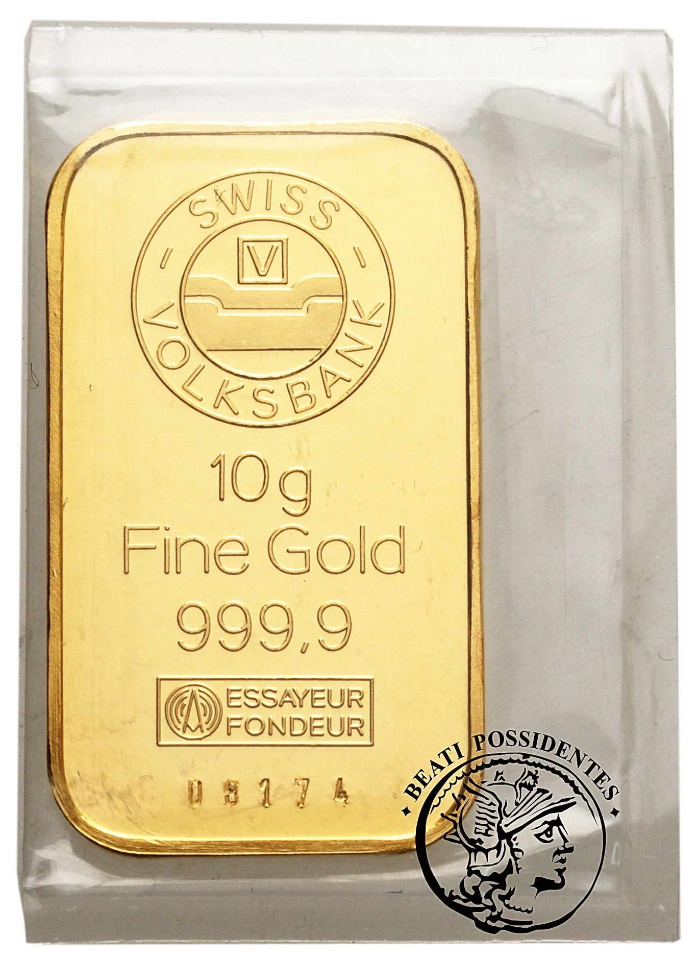 Szwajcaria sztabka złoto (Au .999) 10,0 g st. 1