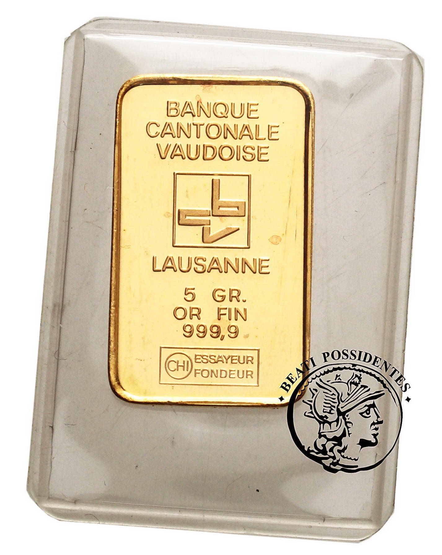 Szwajcaria sztabka złoto (Au .999) 5,0 g st. 1