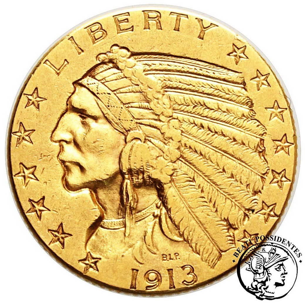 USA 5 $ dolarów 1913 Philadlphia Indianin st. 3+