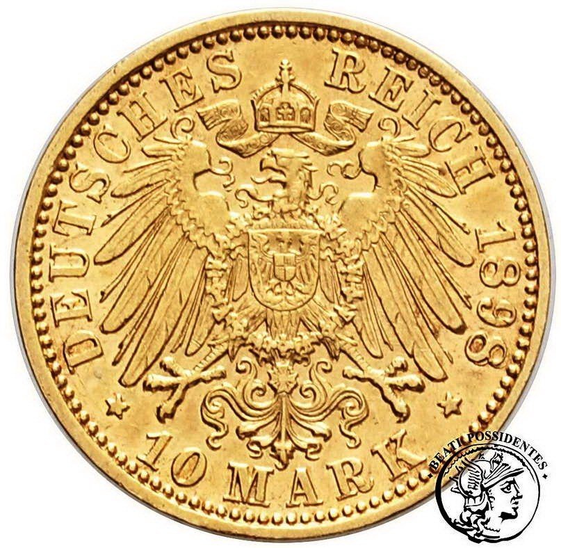 Niemcy Badenia Fryderyk 10 Marek 1898 G st. 3+