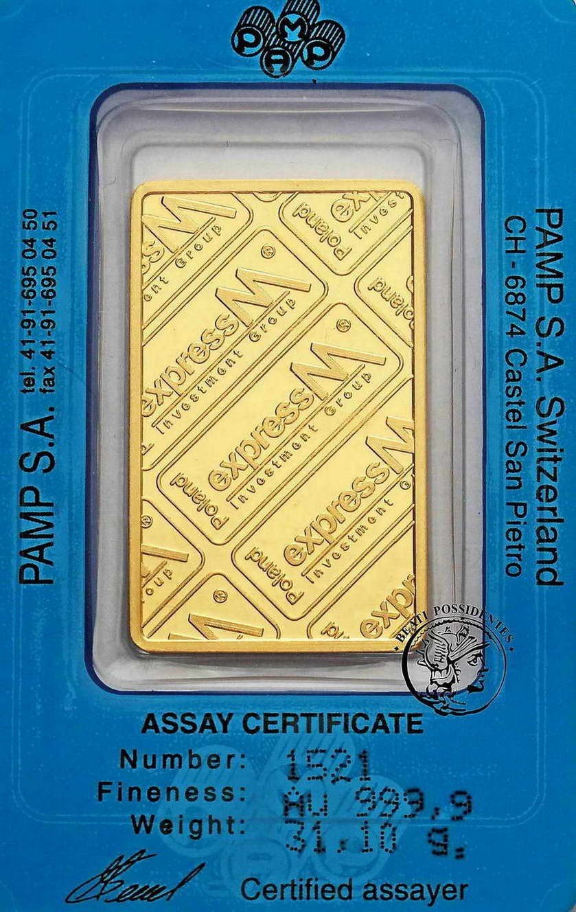 Szwajcaria sztabka 1 Oz Au .9999 Seria Książąt Polskich Wł. Laskonogi st. L