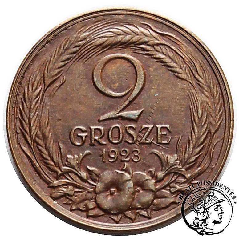 Polska II RP PRÓBA brąz 2 grosze 1923 nominał po obu stronach st. 1
