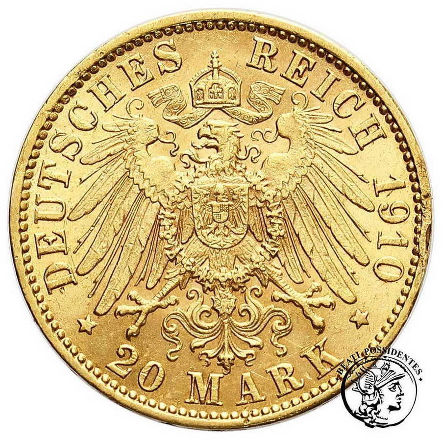 Niemcy Prusy Wilhelm II 20 Marek 1910 J Hamburg st.2