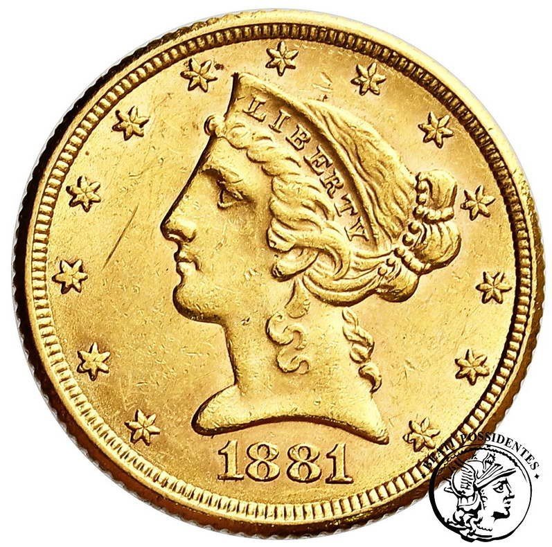 USA 5 $ Dolarów 1881 Filadelfia st.2-