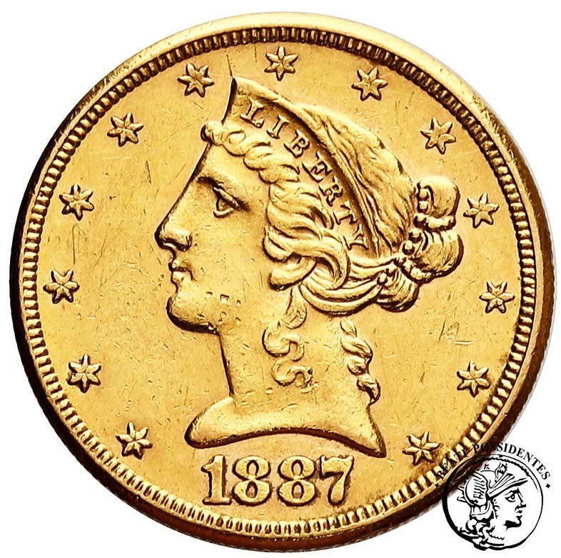 USA 5 $ Dolarów 1887 San Francisco st. 3