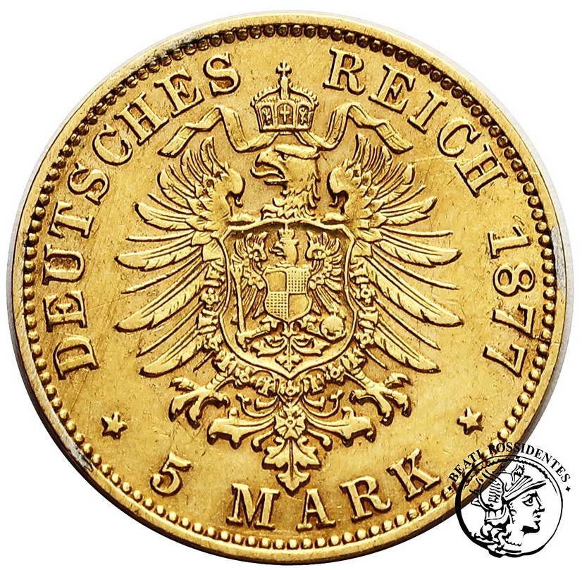 Niemcy Prusy Wilhelm I 5 marek 1877 C Frankfurt st. 3