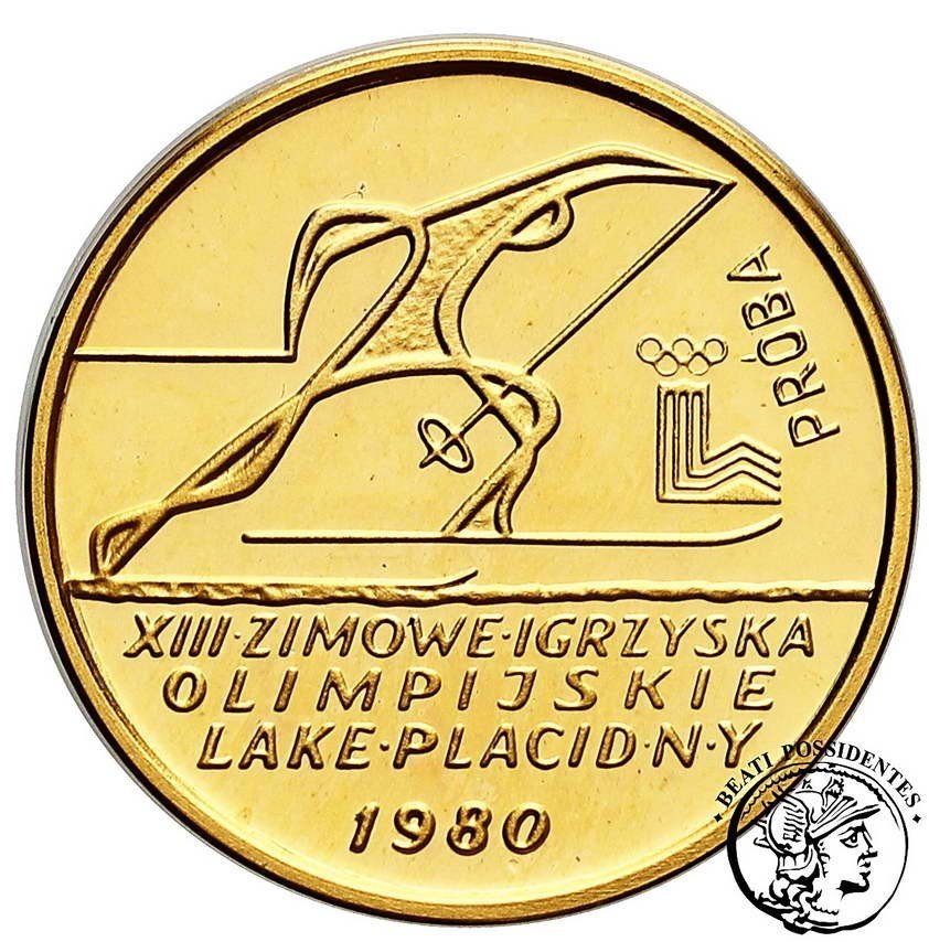Polska PRL PRÓBA Au 2000 zł 1980 Lake Placid st. L