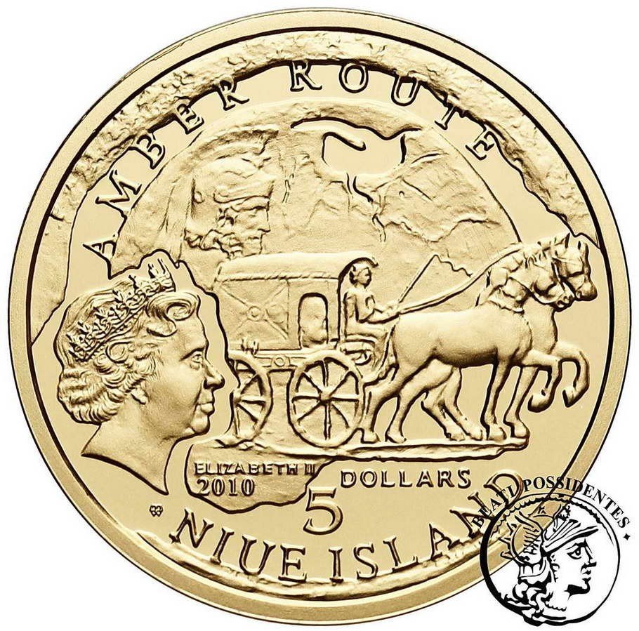 Polska / Niue 5 dolarów 2010 Szombathely szlak złoto st. L