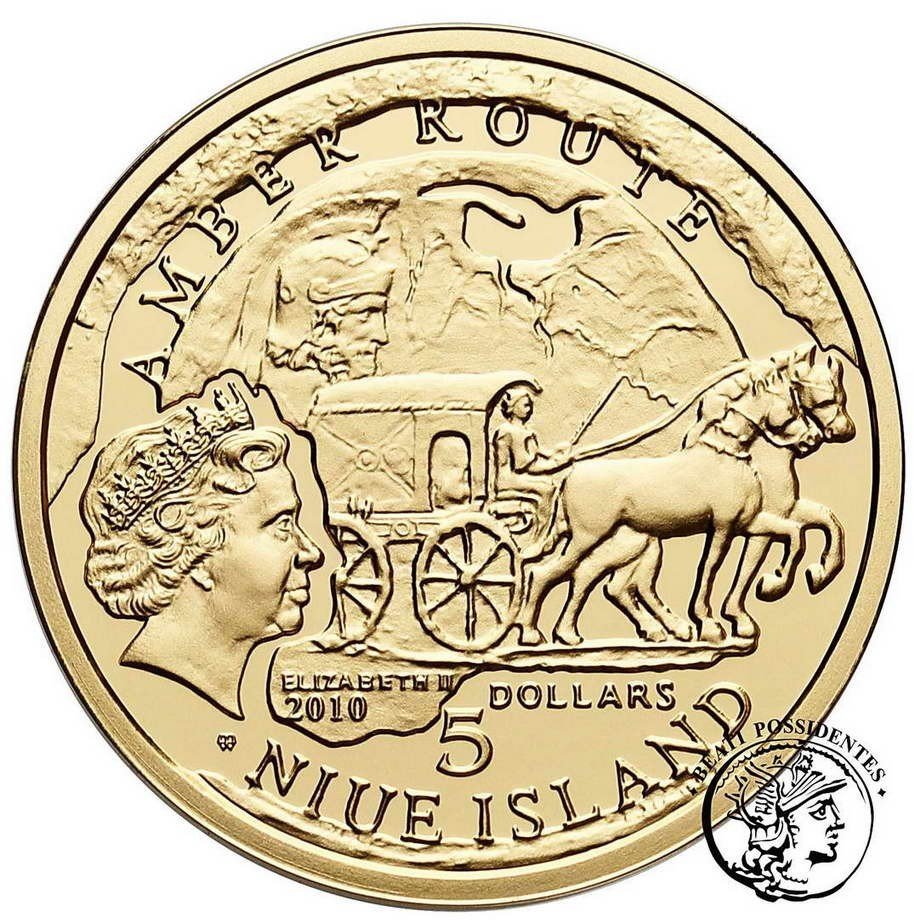 Polska / Niue 5 dolarów 2010 Stare Hardisko szlak złoto st. L