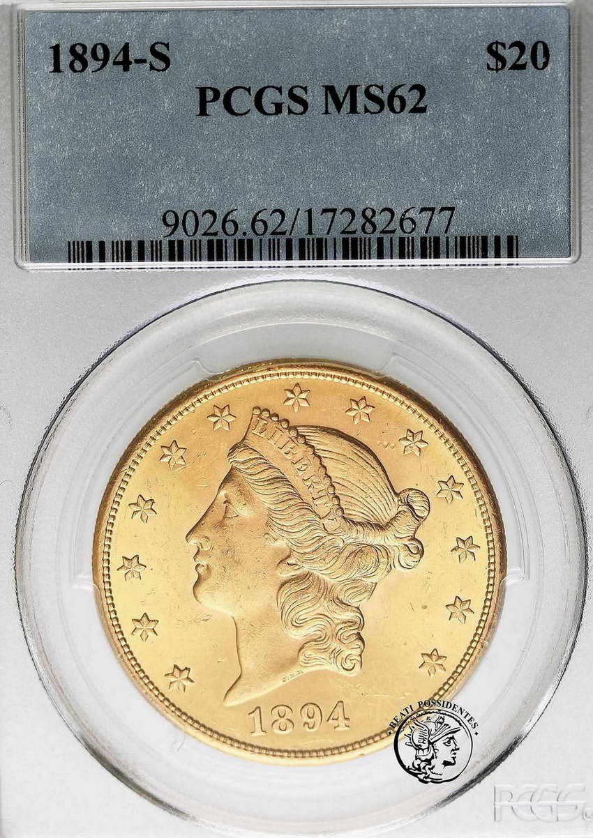 USA 20 Dolarów 1894 S San Francisco PCGS MS 62