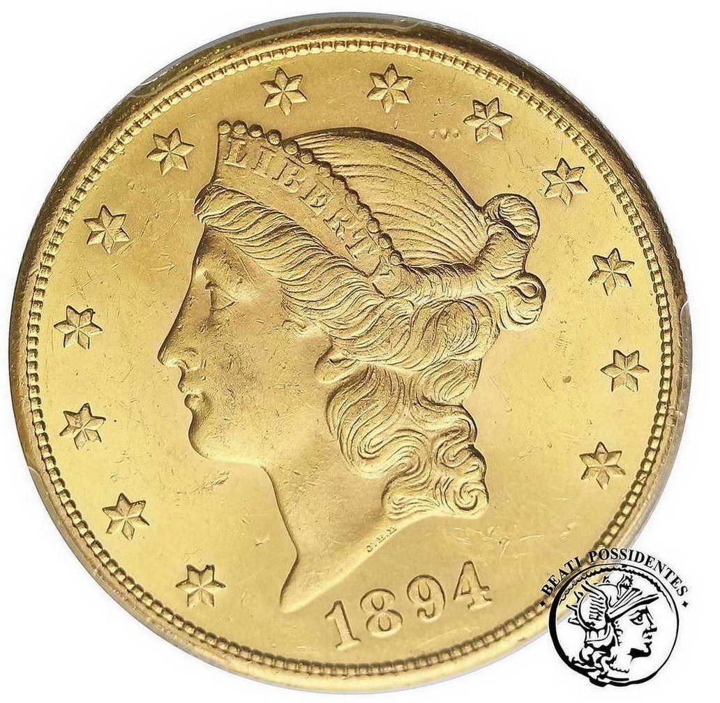 USA 20 Dolarów 1894 S San Francisco PCGS MS 62