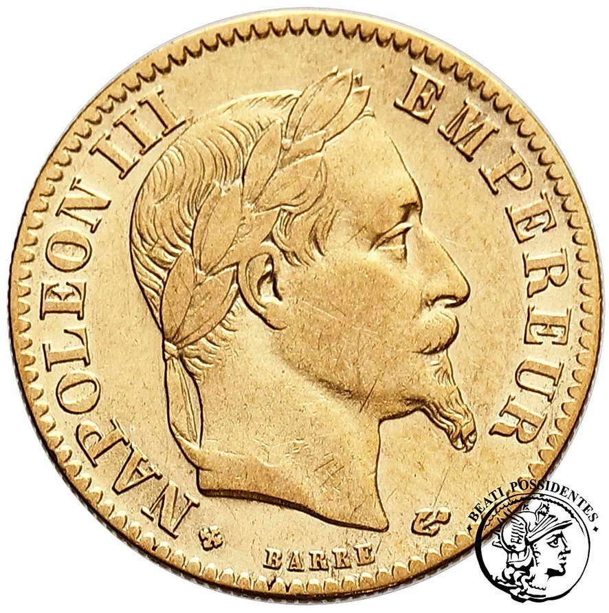 Francja Napoleon III 10 Franków 1868 BB Strasbourg st.3+