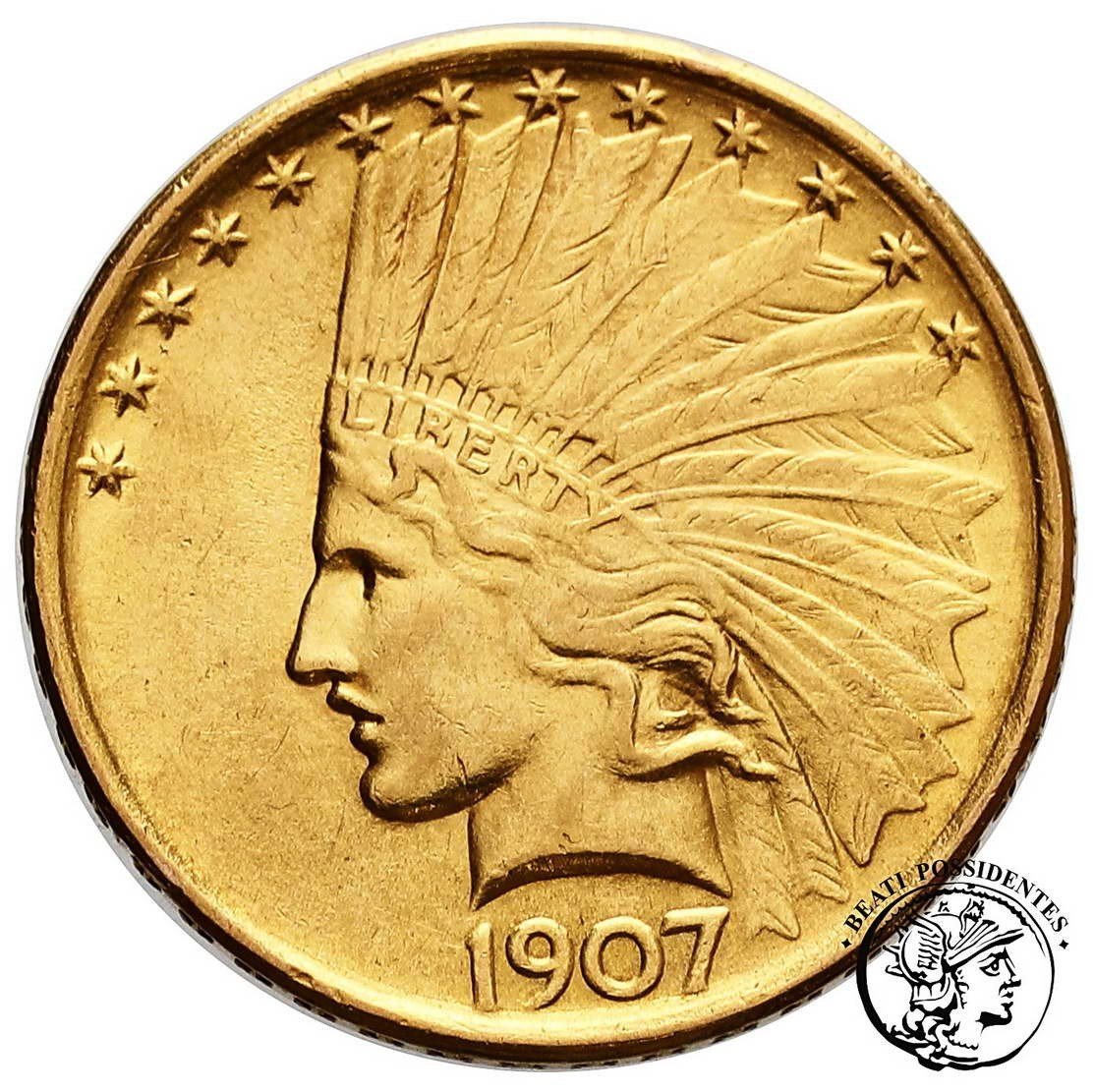 USA Indianin 10 Dolarów 1907 Filadelfia st.2