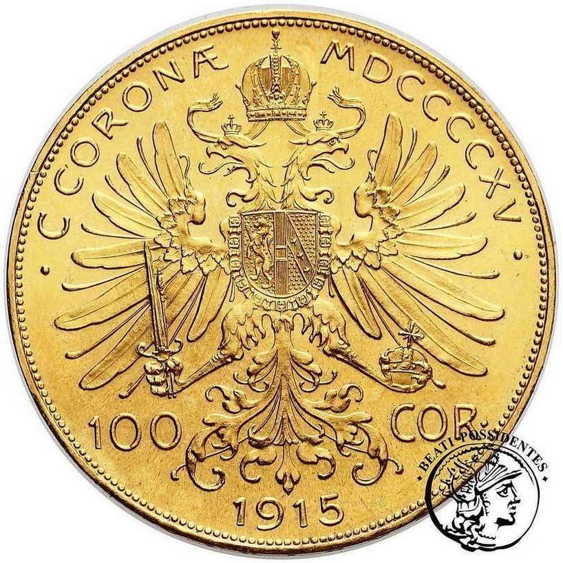 Austria 100 Koron 1915 nowe bicie st.1