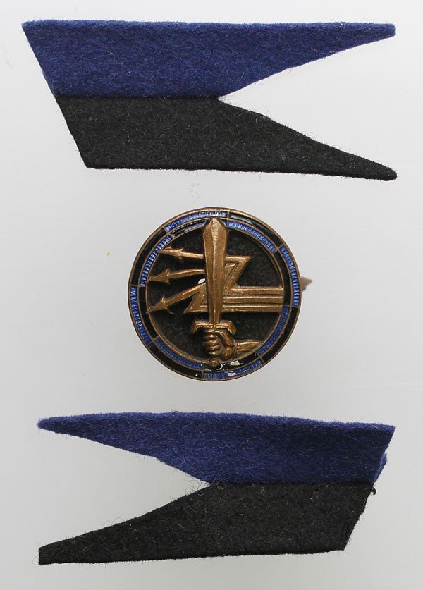 Odznaka łączności wraz z oryginalnymi patkami - 1 Dywizja Pancerna