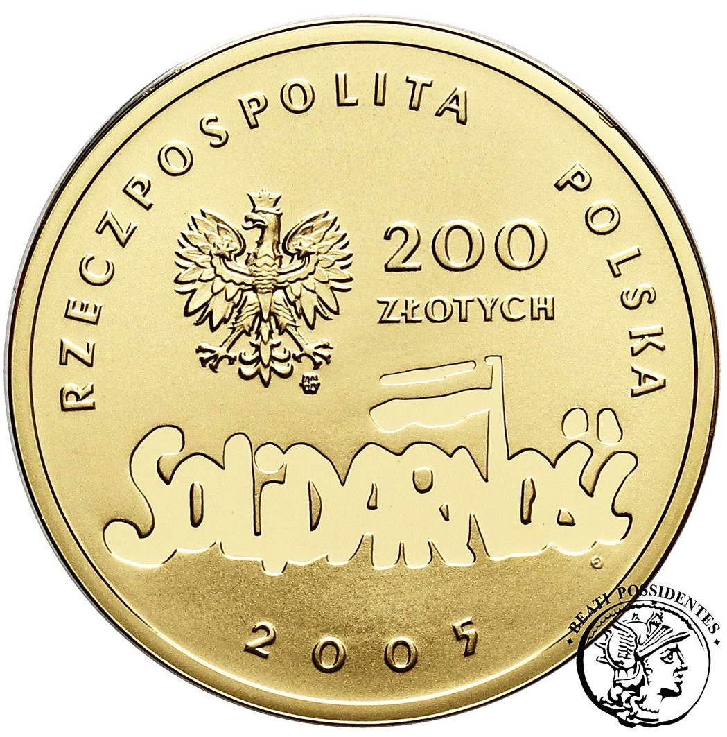 Polska III RP 200 złotych 2005 25 lat Solidarności st. L