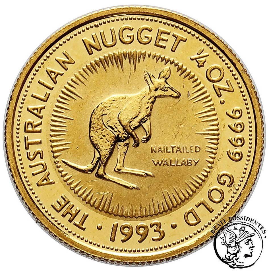 Australia Elżbieta II 25 dolarów 1993 kangur 1/4 Oz Au st.L-