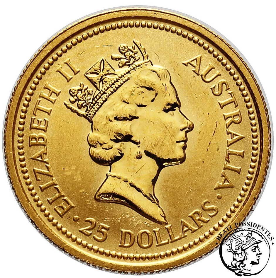 Australia Elżbieta II 25 dolarów 1993 kangur 1/4 Oz Au st.L-