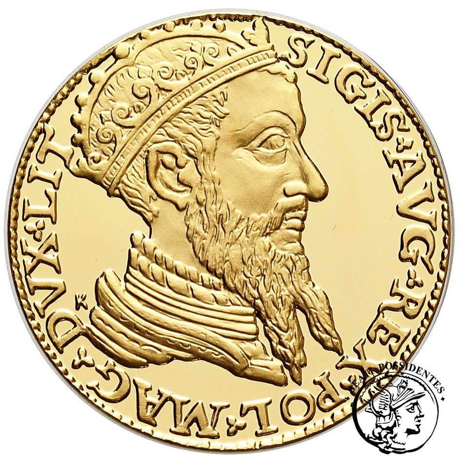 Polska Zygmunt II August 1565 Wilno Dukat REPLIKA st. L