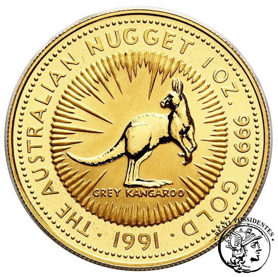 Australia Elżbieta II 100 Dolarów 1991 kangur 1 Oz Au st.L