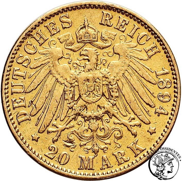Niemcy Saksonia Albert 20 Marek 1894 E st. 3
