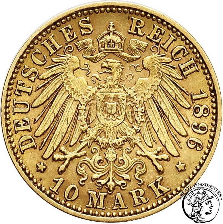 Niemcy Wirtembergia Wilhelm II 10 Marek 1896 F st. 3
